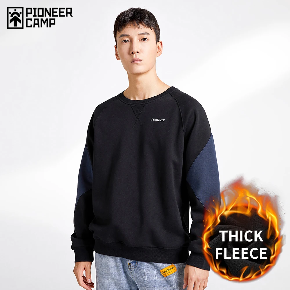 Pioneer Camp New Men Hoodies Streetwear Hip Hop 100% Cotton Winter Thick Warm Fleece Sweatshirts Efficient warmth AYS005057