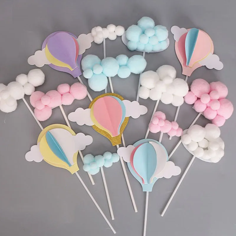 10/5 Pz Cake Topper Personalizzato Nuvola Arcobaleno Mongolfiera Cake Toppers Matrimonio Festa Di Compleanno Fai Da Te Cupcake Topper Cake Decor