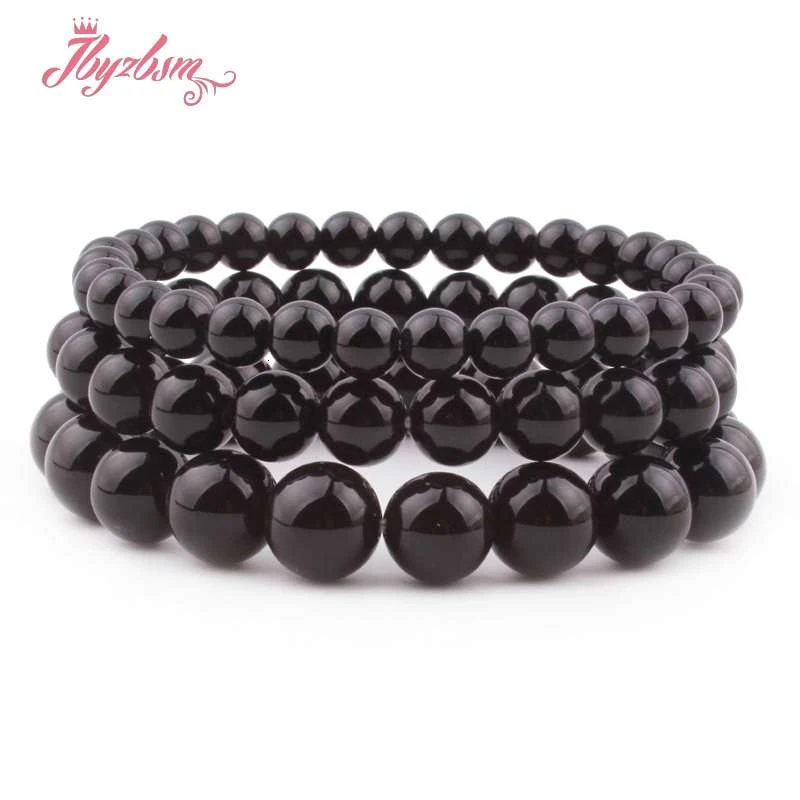 Black Tourmaline Круглый камень браслет: Шушан Агаты бирюзой вулканической лавы Натуральные Бусы для Для женщин Chritmats модные украшения подарок браслет 6/8/10 мм 7" - Окраска металла: Black Tourmaline