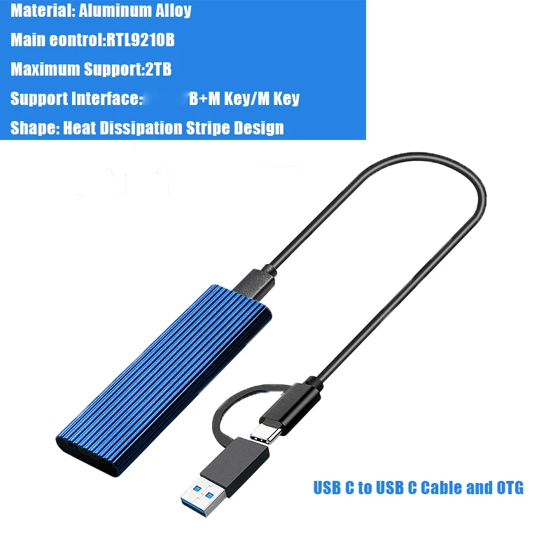 M2 NVME Case  to USB 3.1 Case 10Gbps Dual Protocol Ssd Adapter M.2 PCIe Express NGFF SATA Box SSD Enclosure with OTG for M.2 SSD computer hard drive box HDD Box Enclosures