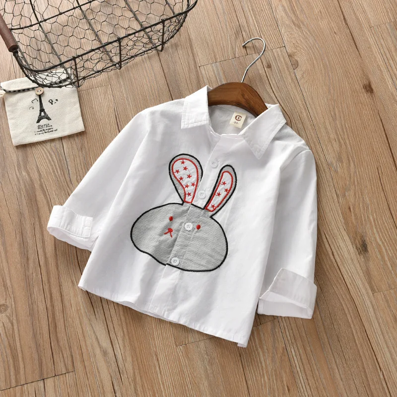 

Long Sleeve Western Style Girls White Shirt GIRL'S 2019 New Style Tops Spring Clothing Korean-style Children Pure Cotton Spring