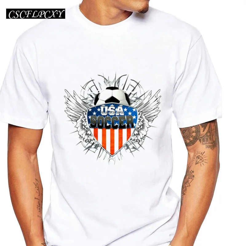 Новый дизайн животных кошка с флагом США стекло печатных Мужская футболка