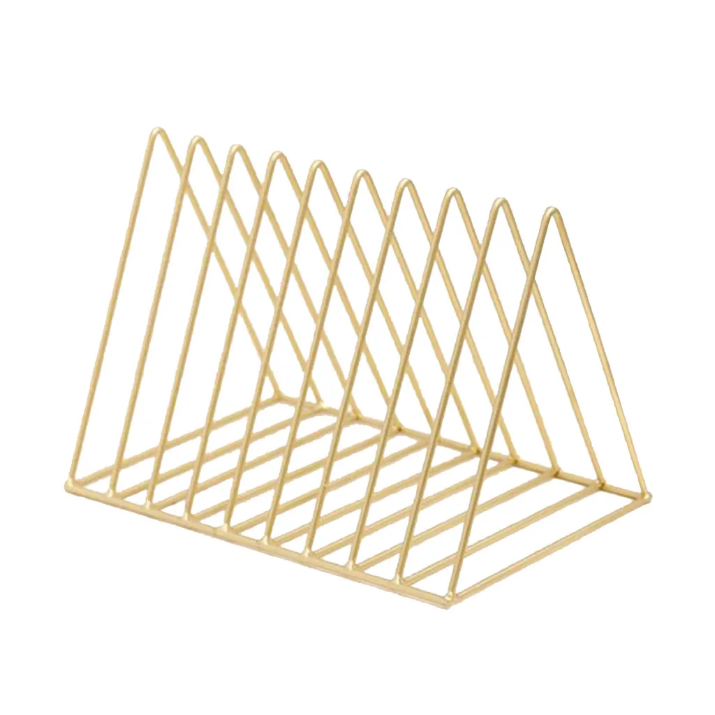 Magazine Rack Book Record Holder, Desktop Iron Storage Rack Bookshelf Multifunction Triangle File Organizer Decor Home Office