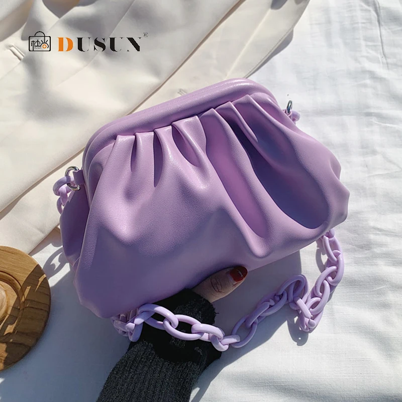 

Chain PU Leather Dumplings Crossbody Bag For Women 2020 Lady Designer Handbag Solid Color Shoulder Messenger Bag Cloud Bags