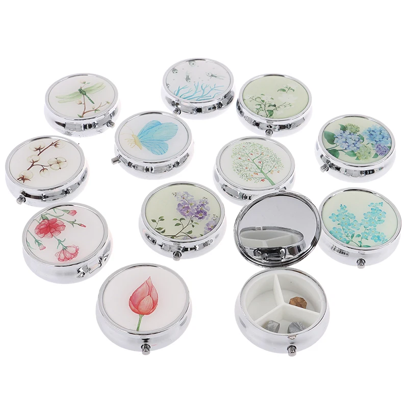 Medicine Organizer Portable Pill Box Makeup Storage Container  Folding Pill Case Outdoor Traval Metal Pill Cutter