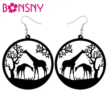 

Bonsny Acrylic Round Hollow Anime Tree Giraffe Earrings Animal Drop Dangle Jewelry For Women Girls Teen Kid Charm Gift Accessory