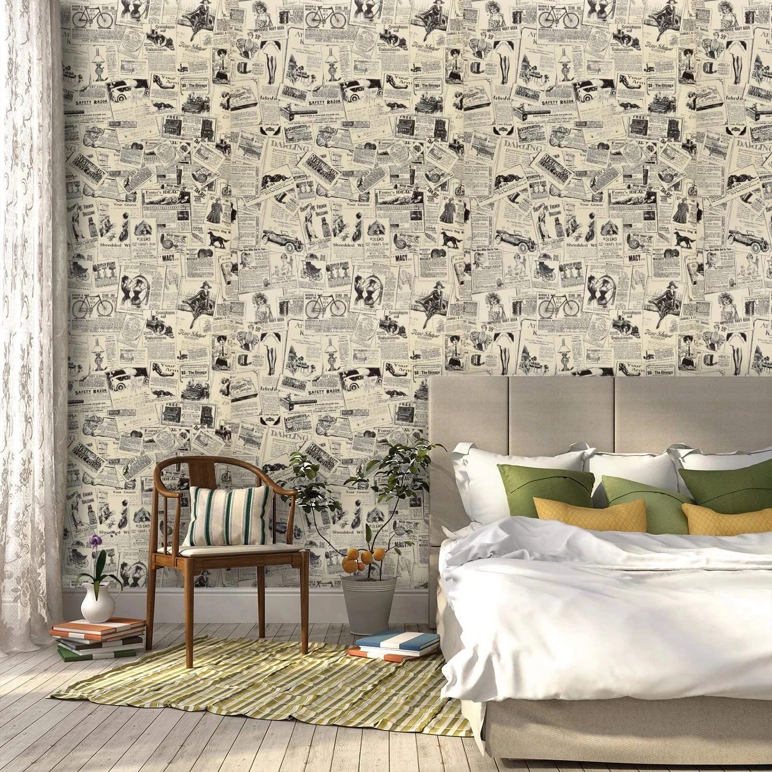 Peel And Stick Wallpaper Removable Vintage Newspaper Wallpaper Decorat