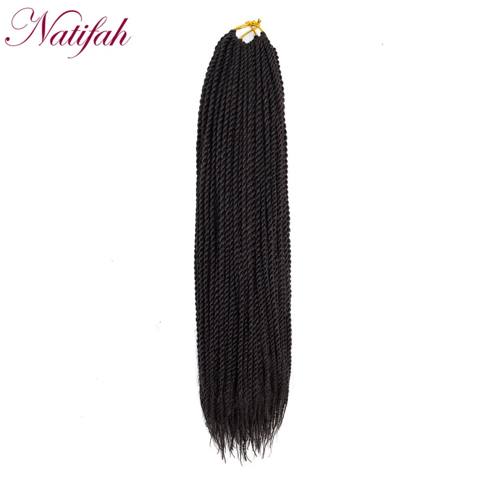Natifah Сенегальские скрученные волосы, вязанные крючком косички 18inc. 30 корней/упаковка, Омбре, чистый цвет, косички, волосы для наращивания, косички - Цвет: #4