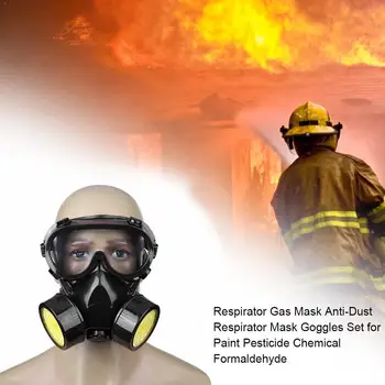 

NEW Gas Mask Chemical Gas Anti Dust Paint Industrial Dual with Safety Filter Respirator Face Protection Goggles Mask T4J2