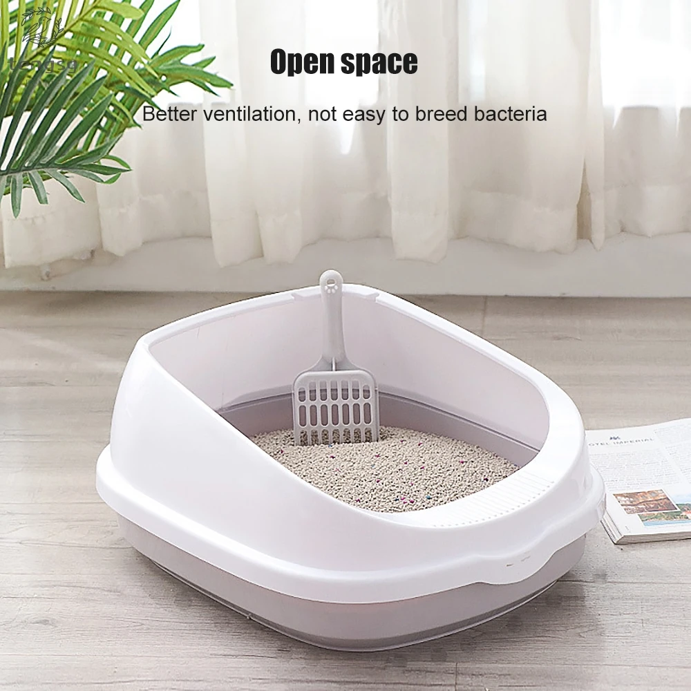 

Semi-Enclosed High Fence Pet Cat Toilet Detachable Cat Litter Box Cat Toilet Dog Tray Clean Scoop Home Pet Plastic Sand Box