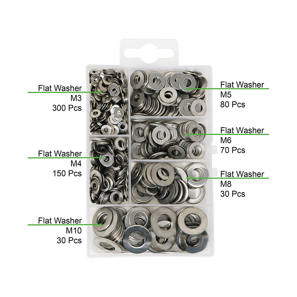 

Hot 304 Stainless Steel Flat Washers Set Washers Hardware Assortment Value Kit 660 Pieces 6 Sizes M3 M4 M5 M6 M8 M10