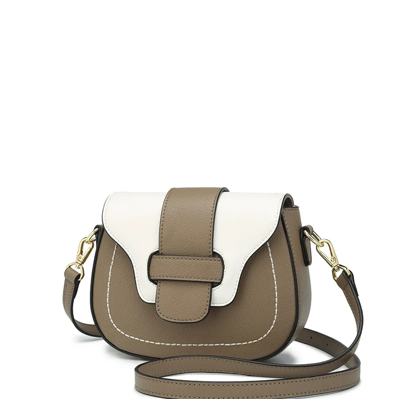 

Saddle Bag Korean-style WOMEN'S Fashion Handbag 2019 New Style Contrast Color Bag Shoulder Bag Wholesale a Generation of Fat
