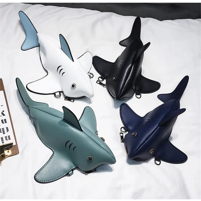 

Funny Cartoon Shark Shape Women Shoulder Bags Cartoon Chain Messenger Bag Ladies Lovely PU leather Phone Bag Crossobdy Bags