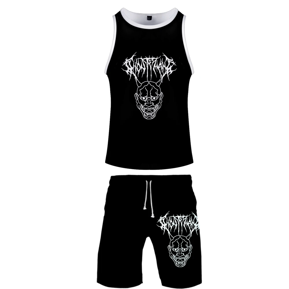 Ghostemane Rock, мужская спортивная одежда, повседневная майка, спортивные штаны, костюмы, 2 предмета, мужские наборы, 3D принт, готика, Харадзюку, спортивный костюм, одежда