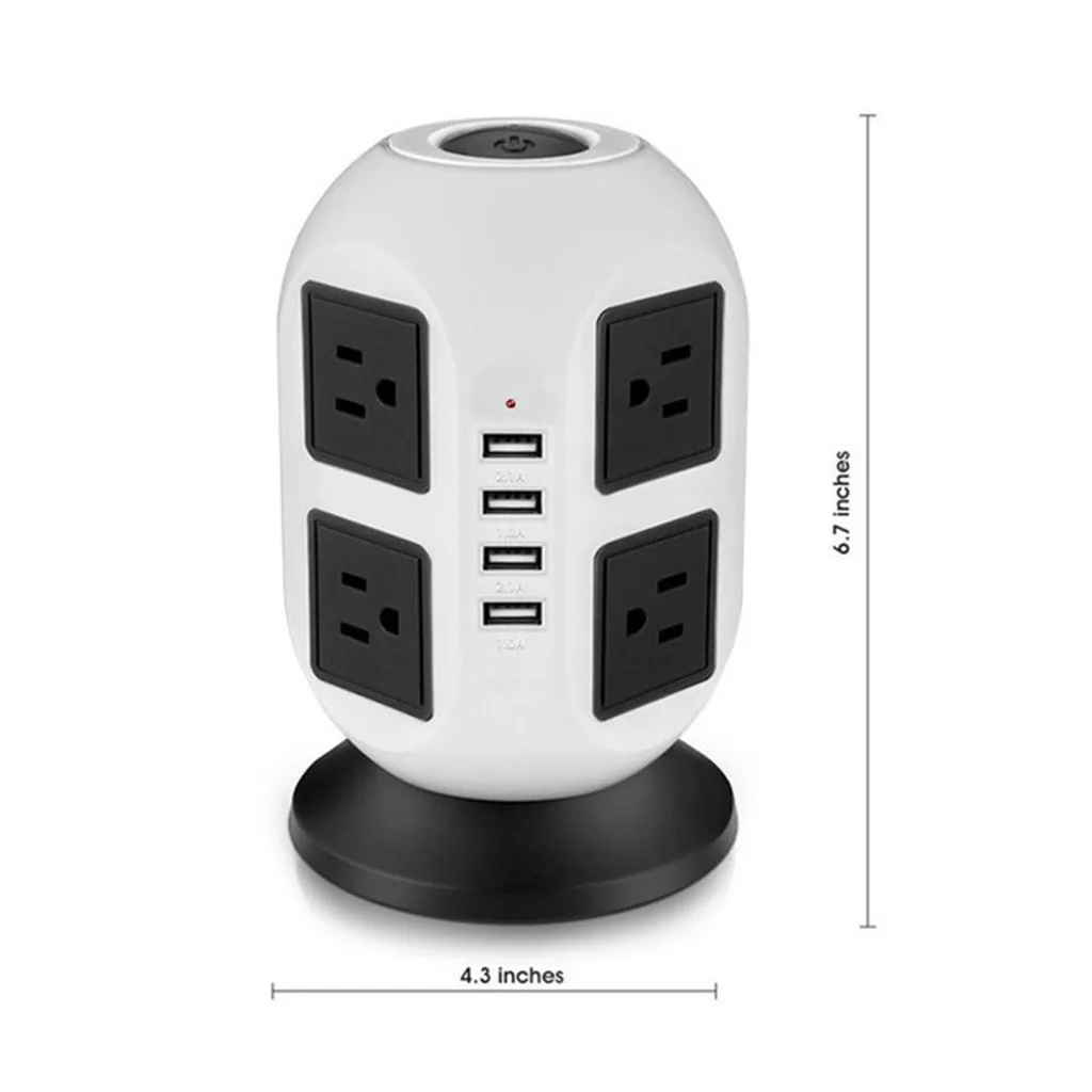 Сетевой удлинитель с 8 выходами, 4 usb-порта 2500 Вт/10 А, зарядка от перенапряжения для iPhone, psp, MP3-плеера, планшета