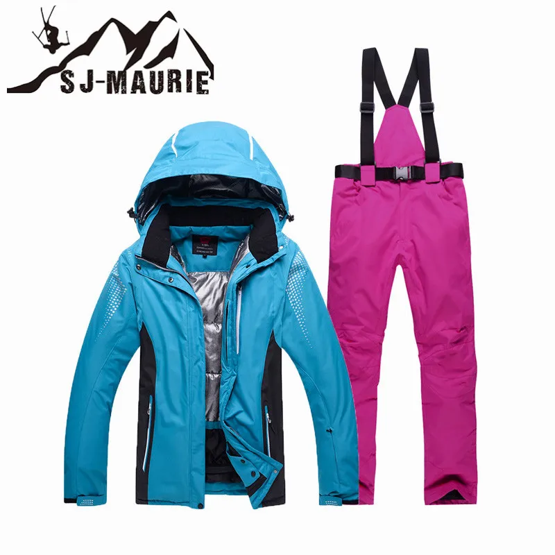 Унисекс лыжный костюм Водонепроницаемый с защитой от ветра; зимние штаны; SkiingJacket комплект зимних видов спорта Костюмы утолщаются супер теплые лыжные - Цвет: color10