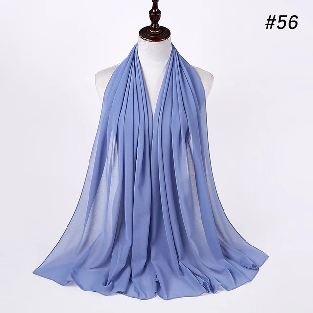 women plain bubble chiffon scarf hijab wrap printe solid color shawls headband women hijabs scarves/scarf 60 colors COLOR 56