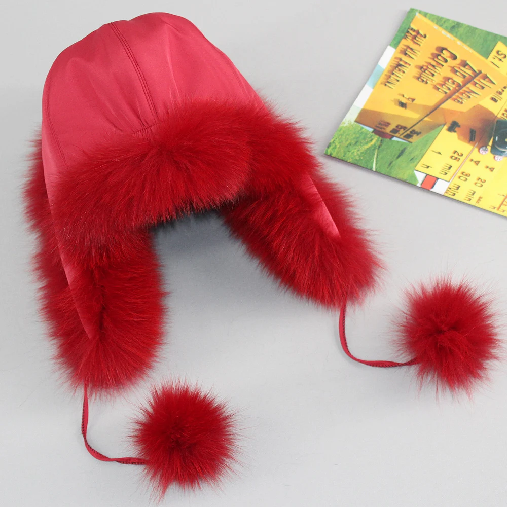 Hot Sale Women Warm Genuine Fur Hats Natural Fox Fur Caps Winter New Female Casual Beanies Retail and wholesale