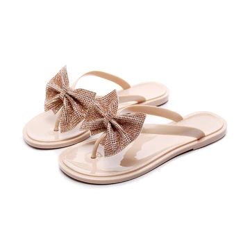

Summer Woman Slippers Fashion Bowtie Women Flip Flops Outdoor Flat Ladies Bling Slides Female Beach Shoes Women's 2020 Plus Size