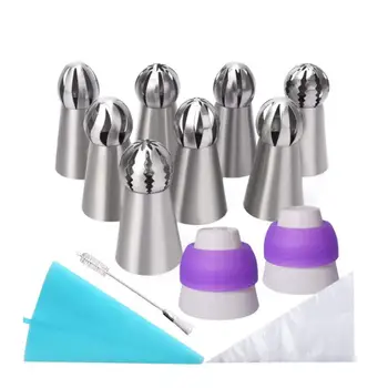 

22 Sets Of Stainless Steel Decorating Mouth Baking Decorating Bag Set Spherical Cake Cream Squeeze Flower Converter Kitchen Tool