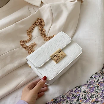 

Mini Stone Pattern Simple PU Leather Crossbody Bags For Women 2020 Solid Color Shoulder Handbags and Purses Cross Body Bag