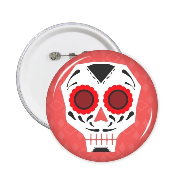 

Flower-shaped Red Eyes Skull Mexico National Culture Illustration Round Pins Badge Button Clothing Decoration Gift 5pcs