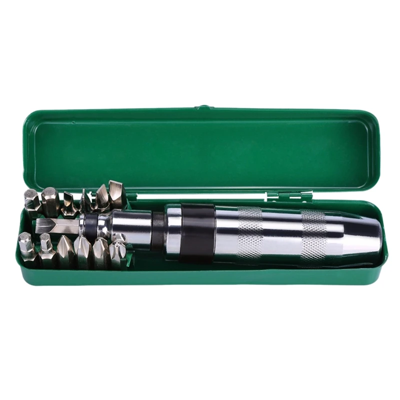 

14Pcs/Set Multi-Purpose Impact Screwdriver Set Driver Heavy Duty Chisel Bits Tools Socket Kit Reversible Hand Tool Set With Ca