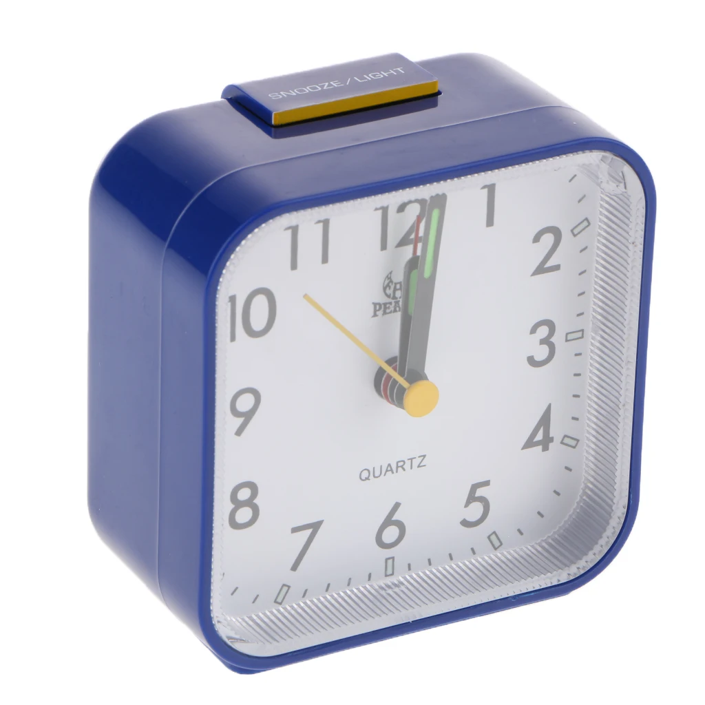 Battery Operated Travel Alarm Clock,Lighted On Demand And Snooze, Analog Desktop Quartz Alarm Clock