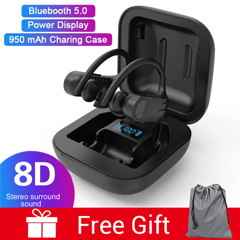 Новый светодиодный дисплей Bluetooth наушники ушные крючки беспроводные TWS стерео