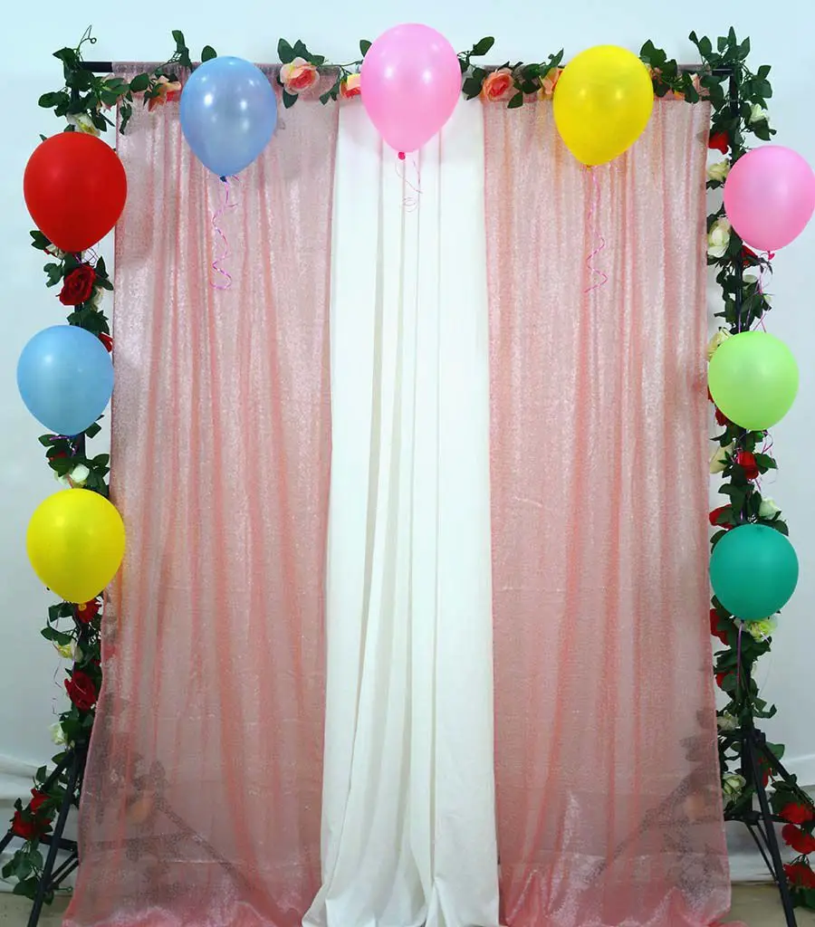 Sequin Backdrop 2FTx10FT Pink Curtain Backdrops Photo Booth Glitter Party Background Decorations-M1030 |