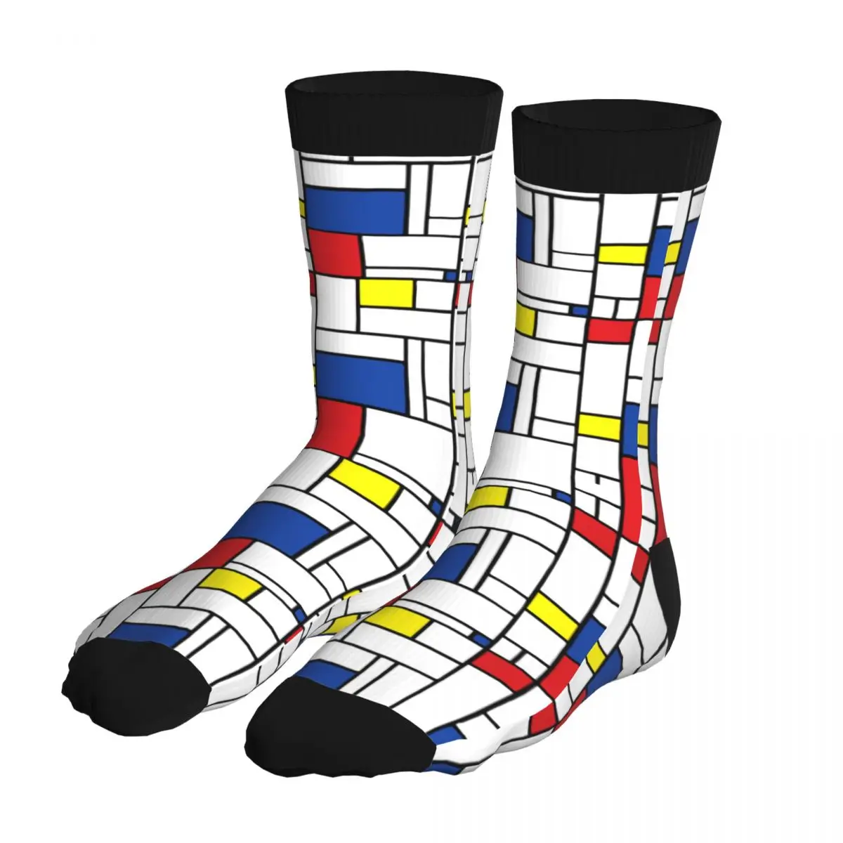 

Men's Mondrian De Stijl Modern Pop Art Socks 5% Spandex Tops Casual Winter Minimalist Blocks Middle Tube socks Winter Socks