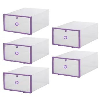 

5 Pcs Shoes Box Thicken Eco-friendly Plastic Shoes Storage Box Transparent Stackable Shoes Storage Bin Shoe Container