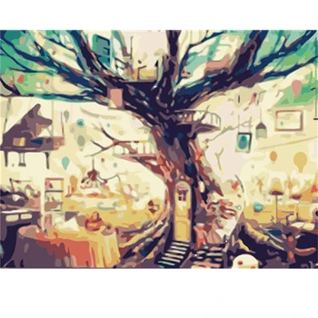 

Paint By Numbers For Adults Children HandPainted Landscape Birds Happy Tree Home Oil Painting Home Decor Acrylic Painting