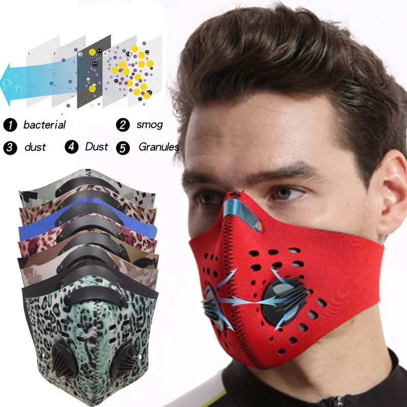 

Mask PM2.5 Coronavirus Protective Dust Mask Activated Carbon With Filter Anti-Pollution Cycling Sport Bicycle MTB Bike Face Mask