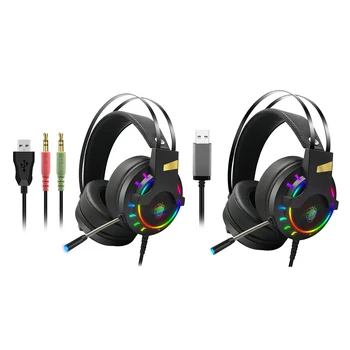 

K3 3.5mm USB 7.1 Wired Gaming Headphone 7.1 RGB USB Wired Gaming Headset Alloy Earmuffs For PC PS4 Gaming Headphones