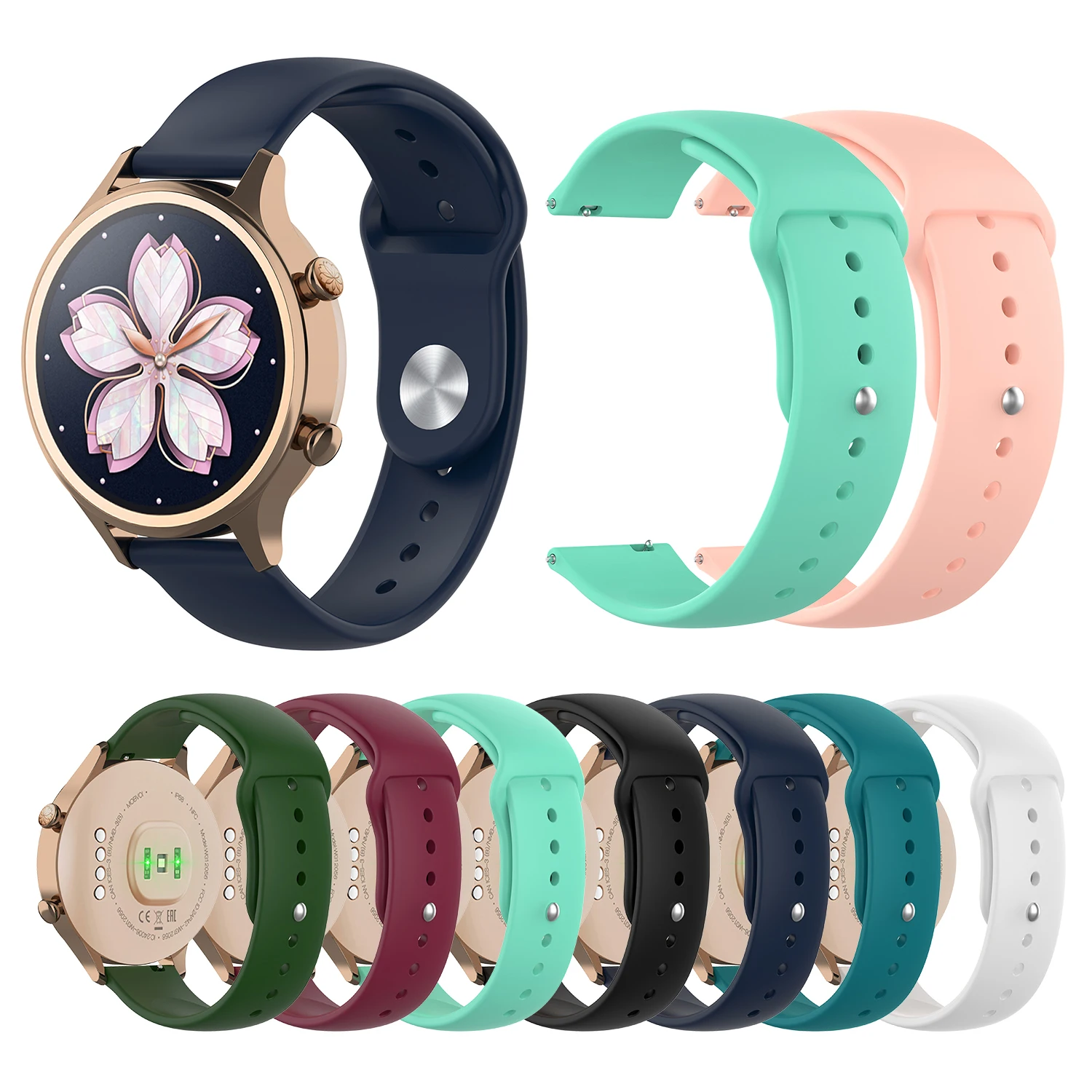 Для Ticwatch C2 версия розового золота ремешок SLR пряжка силиконовый браслет 18 мм для NOKIA сталь HR 36 мм для huawei браслет S1
