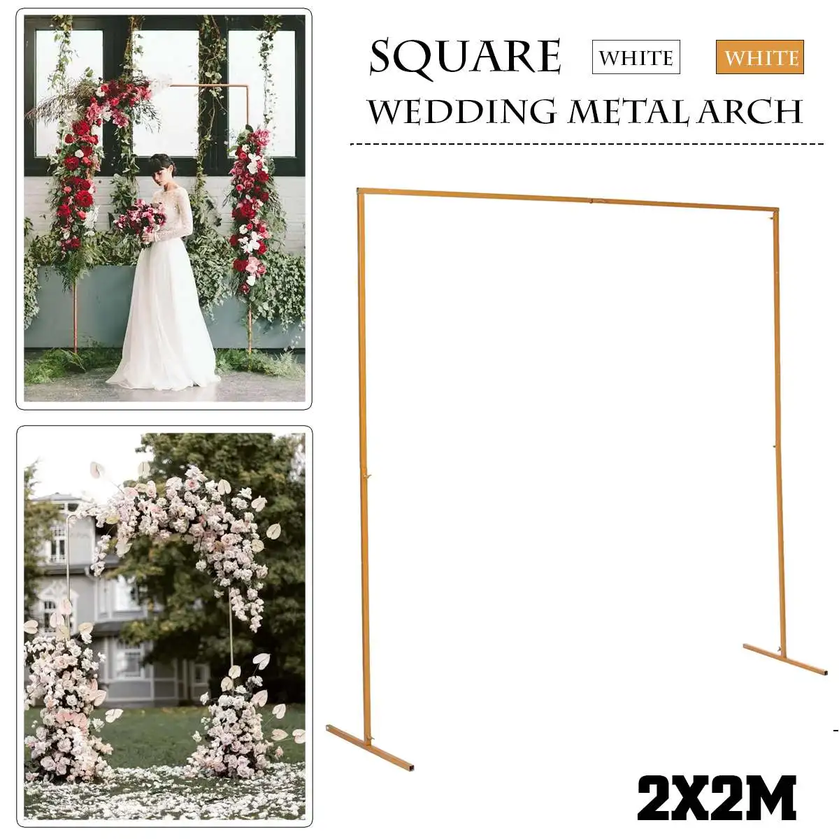 

2M X 2M Wedding Stage Background Frame Wrought Iron Decorative Flower Stand Custom Wedding Square Arch Shelf Wedding Decor