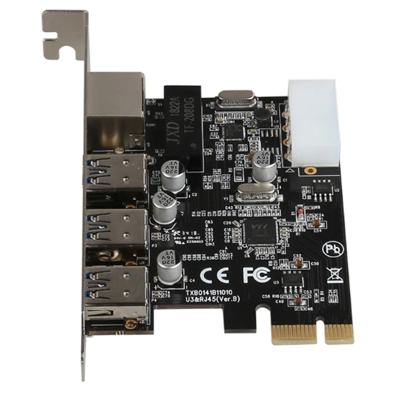 DIEWU 3 порта USB 0 PCIe карта расширения с гигабитным Ethernet контроллером PCI Express адаптер