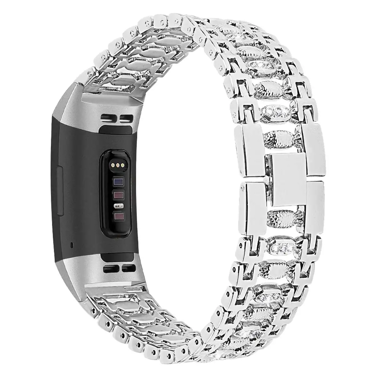 Ремешок из нержавеющей стали для часов Fitbit charge 2 для Fitbit charge 3 замена браслета ремень Сияющий бриллиант умный ремень