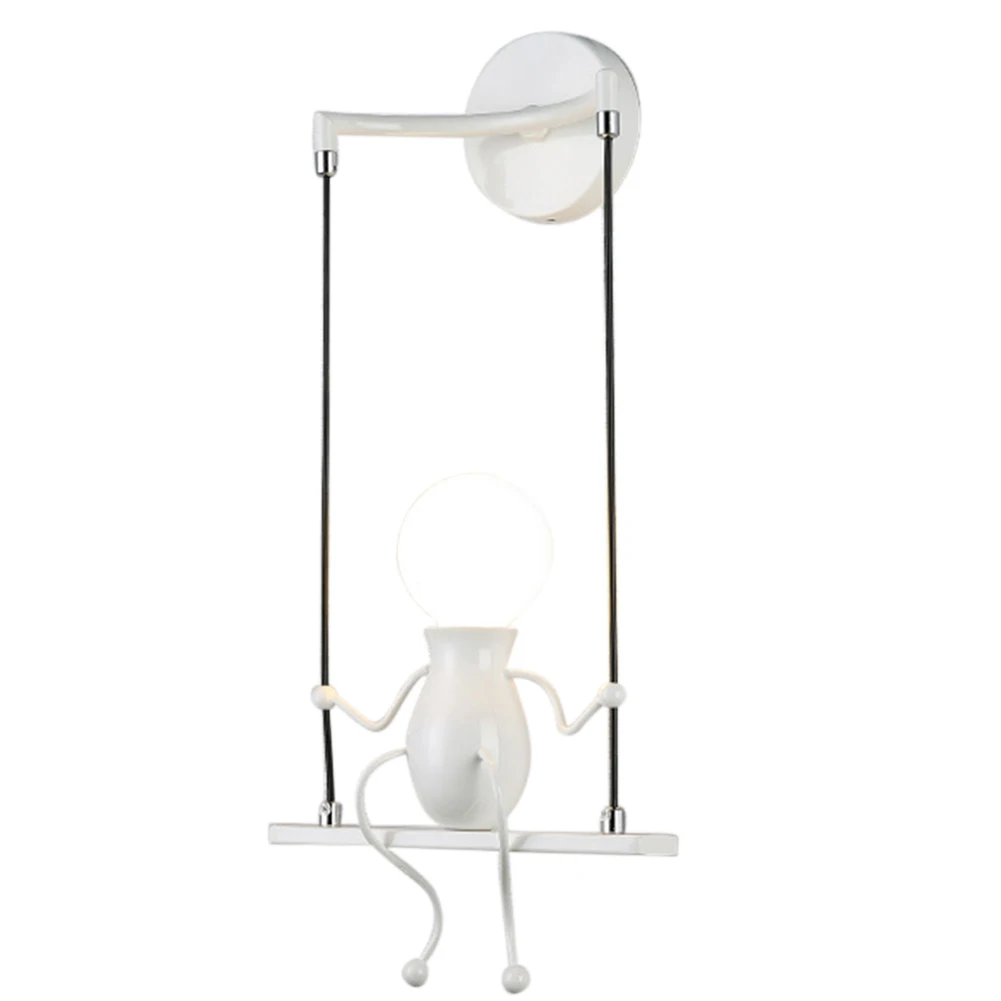 Белый Cafe Corridor Study Restaurant Indoor Kids Bedroom Industrial Balcony Led Wall Lamp Cartoon Robot Shape Living Room Iron - Цвет абажура: Белый