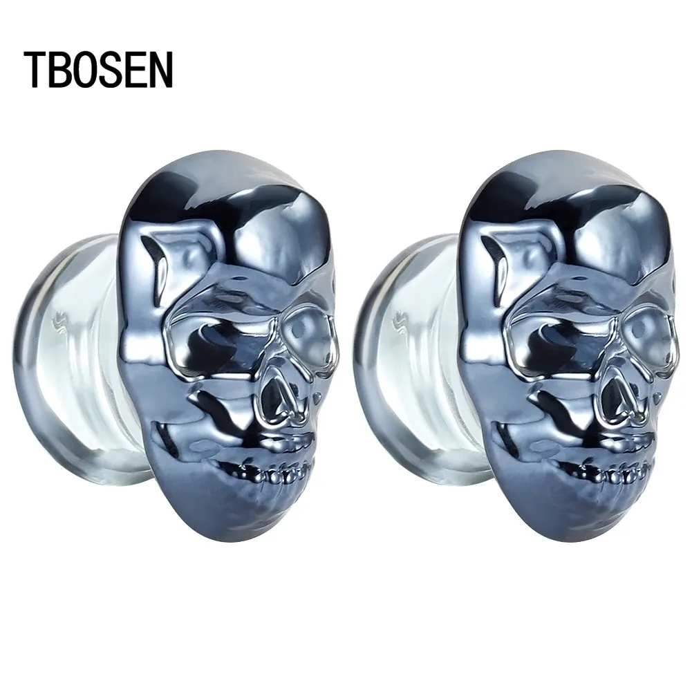 TBOSEN, Модный логотип Sull, стеклянные пробки для пирсинга, Эспандеры, телесные серьги, ювелирные изделия, подарок для тела, унисекс, серьги-гвоздики с драгоценными камнями, продается в паре