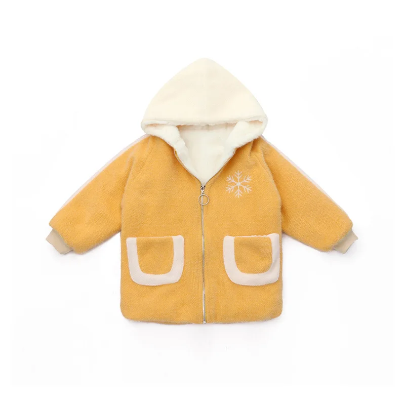 Girls Winter Cotton Coat Baby Kids Velvet Thick Jacket Children's Wool Sweater Hooded Cartoon Elk Xmas Snowsuit Outerwear
