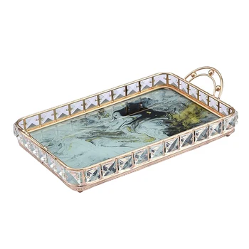

Rectangle Gold Mirror Candle Table Centrepiece Serving Tray Jewelry Decors Plate