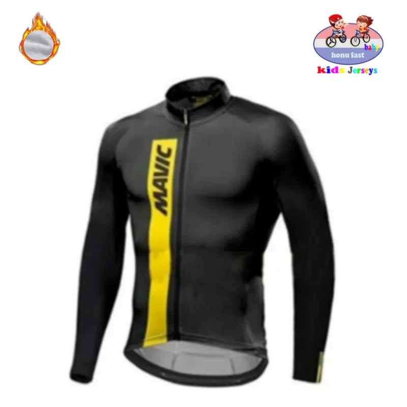 cycling jersey 1 Детская веломайка Зимняя Теплая Флисовая детская одежда Mavic Pro Team флисовая одежда для велоспорта для мальчиков комплект для велоспорта с длинными рукавами - Цвет: cycling jersey 1