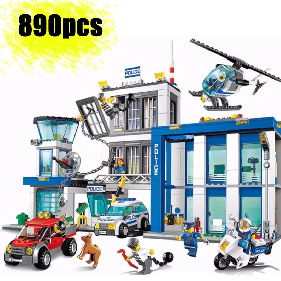 Tanie Bela 10424 miejski posterunek policji z motocyklem model helikoptera klocki zestawy klocków kompatybilny legoinglys City 60047