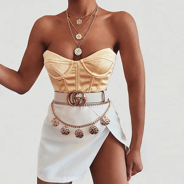 Z9023-yellow New Summer Hot Sale Stylish Four Colors Women Sexy Strapless Backless Crop Tops Ladies High Street Tops - Цвет: Z9023-yellow