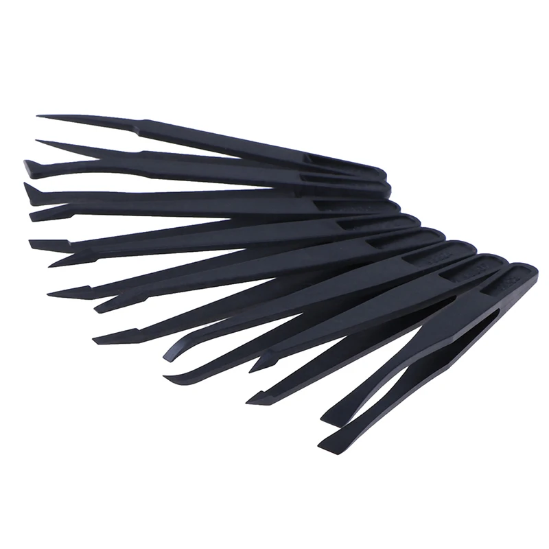 Anti-static Carbon fiber Electronic Tweezers Kit ESD Plastic Forceps PCB Repair Hand Tools Set 8pcs tweezer tool esd anti static tweezers