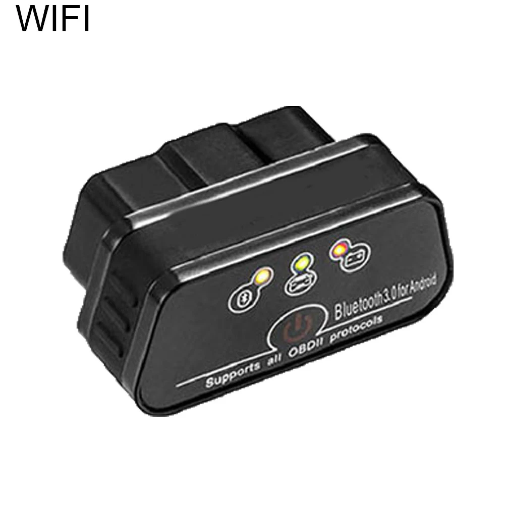 KW901 WiFi/Bluetooth OBD Автомобильный диагностический сканер для чтения неисправностей для iOS Android - Цвет: Черный
