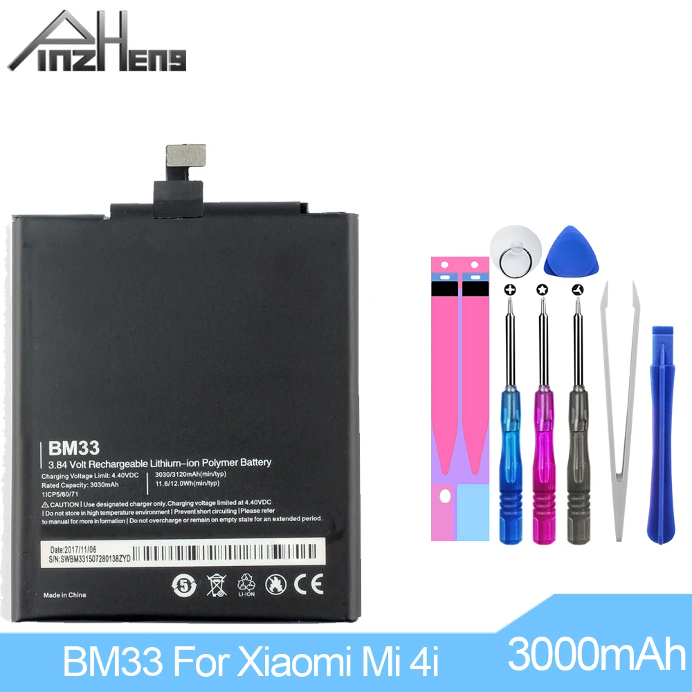 

PINZHENG BM33 3000mAh Battery For Xiaomi Mi 4i Batteries High Quality Real Capacity Mobile Phone Replacement Bateria With Tools