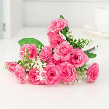 2pcs Mini Simulation Rose Artificial Rose Flowers Valentines Party Fake Decor Flowers For Wedding Accessories Home Day Gift E7T0